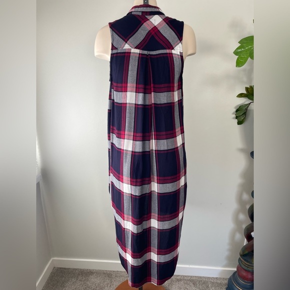 Rails Plaid Sleeveless Tunic Button Down Red Blue Long Longline Maxi Size XS - Picture 2 of 10